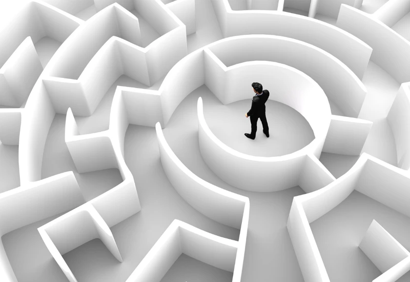 Challenges for outsourcing - man stuck in a maze